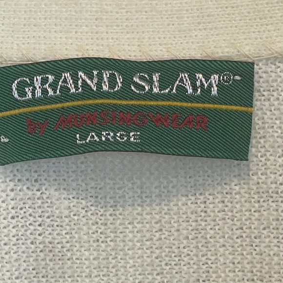 Vintage 80s Grand Slam Cardigan Sweater Munsingwear Penguin Ivory Cream Large - Picture 3 of 4